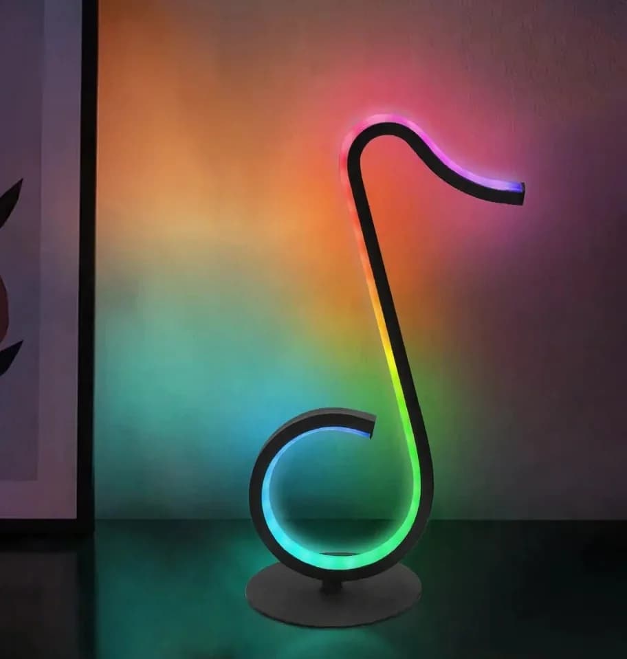 Lampe d'ambiance RGB en forme de note de musique, alimentation USB, avec télécommande