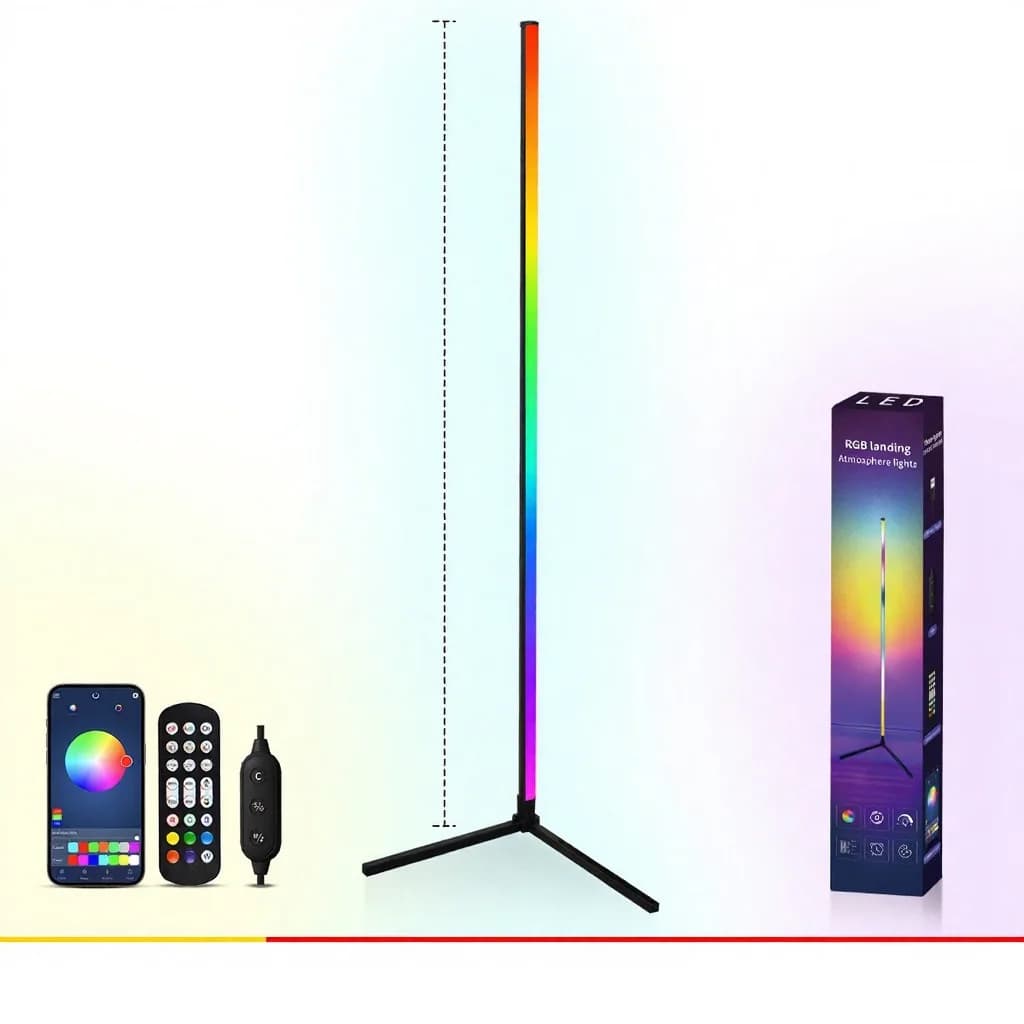 Lampadaire RGB avec synchro musicale, télécommande et appli