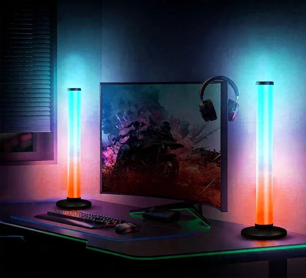 Lampe de bureau RGB réactive au son à 360 degrés avec contrôle par application et télécommande
