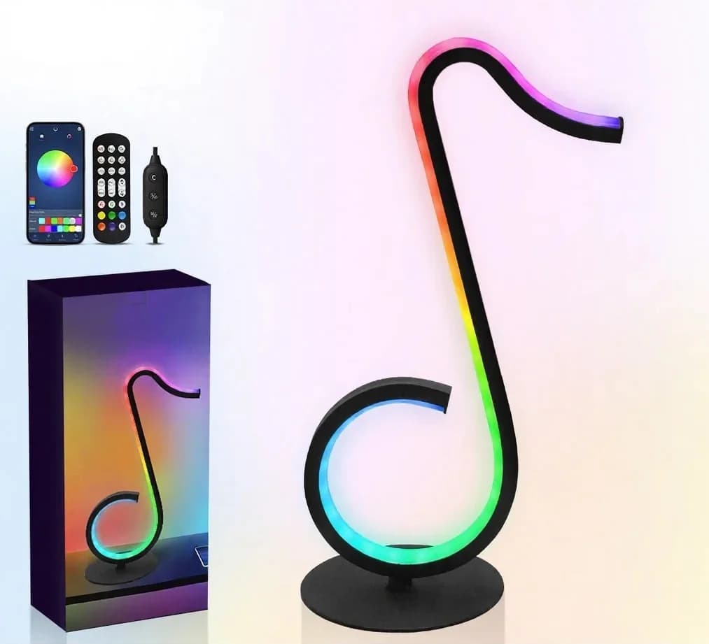 Lampe d'ambiance RGB en forme de note de musique, alimentation USB, avec télécommande