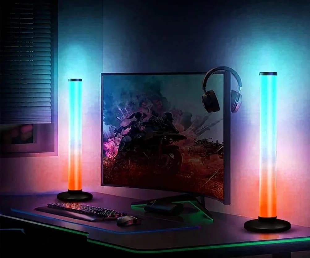 Lampe de bureau RGB réactive au son à 360 degrés avec contrôle par application et télécommande