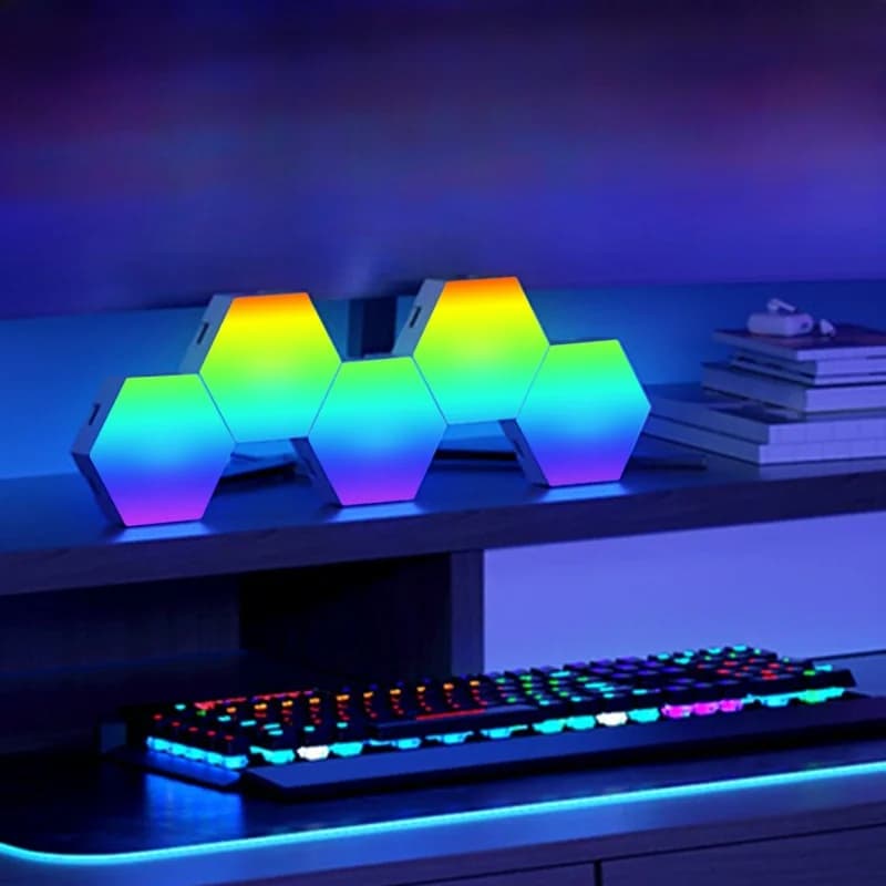 Panneaux lumineux hexagonaux RGB réactifs au son avec contrôle par appli
