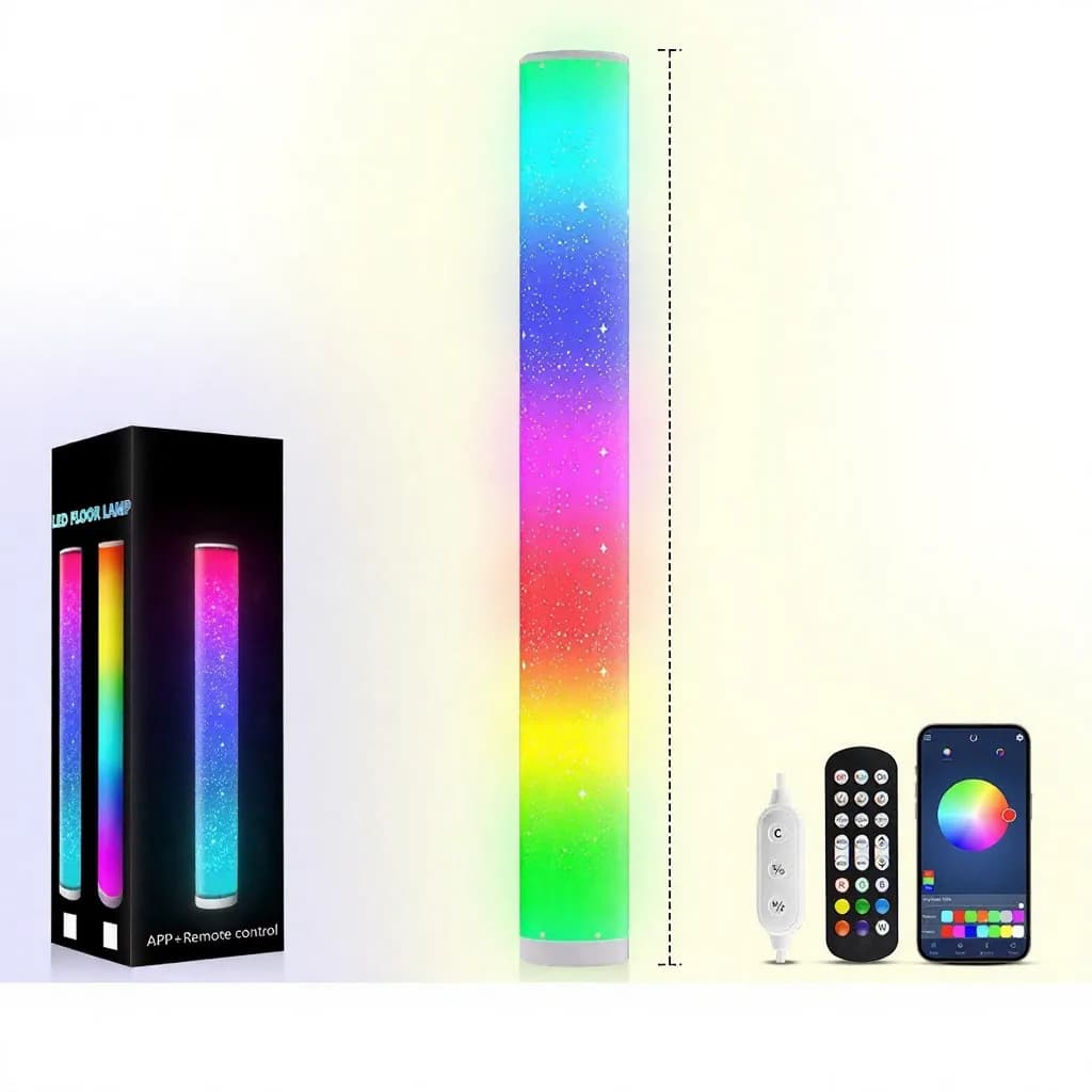 Lampadaire LED RGB motif étoiles, télécommande et appli