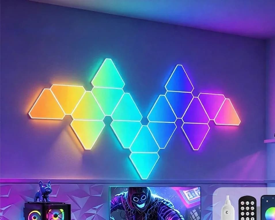 Ensemble d'éclairage mural LED intelligent triangulaire RGB