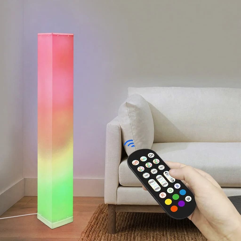 Lampadaire carré avec télécommande, lumière d'ambiance LED pour salon