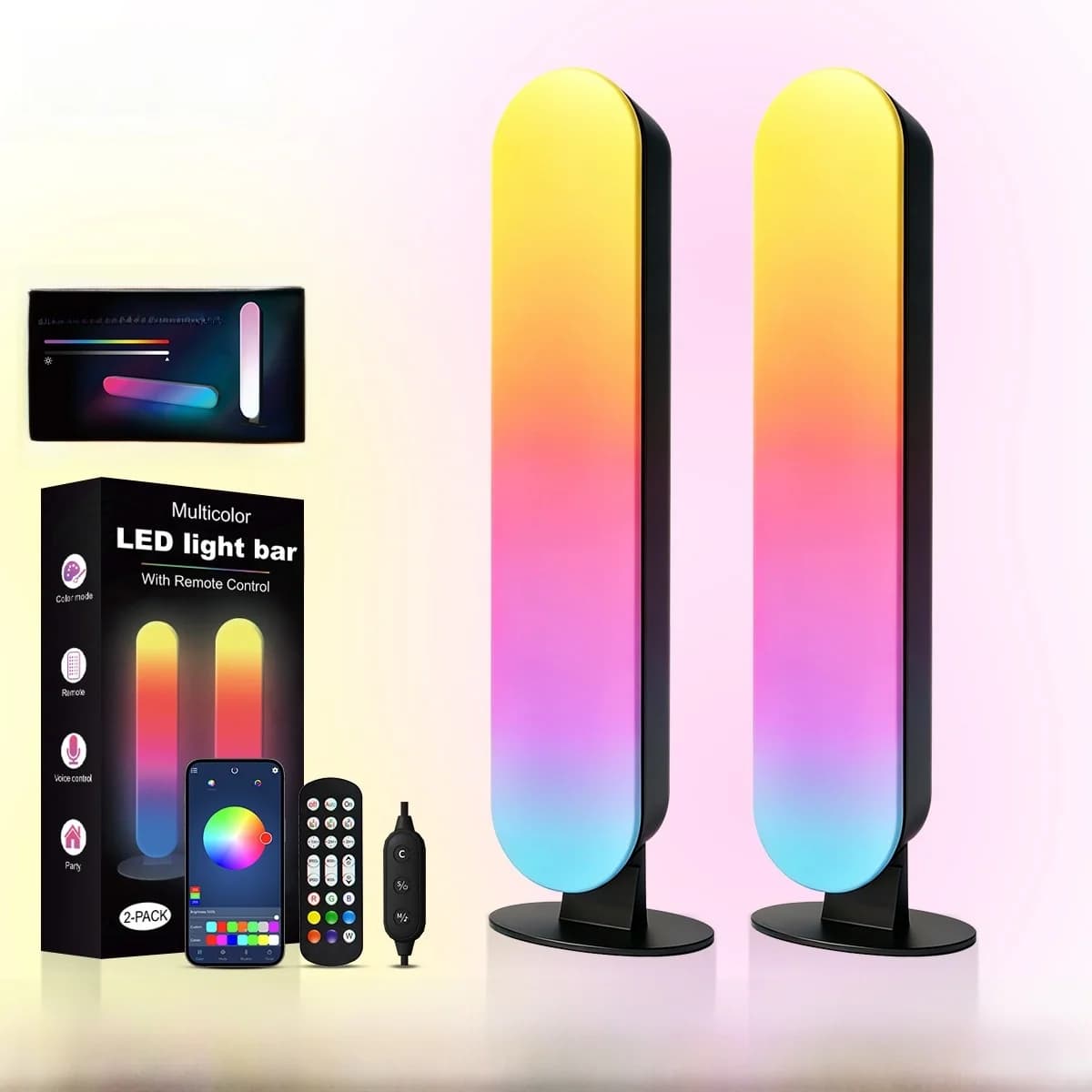 Lumière d'ambiance LED RGB avec synchronisation musicale Bluetooth et contrôle par application