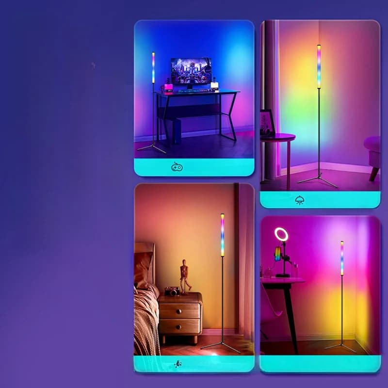 Lampadaire RGB changeant de couleur avec synchronisation musicale et contrôle par application