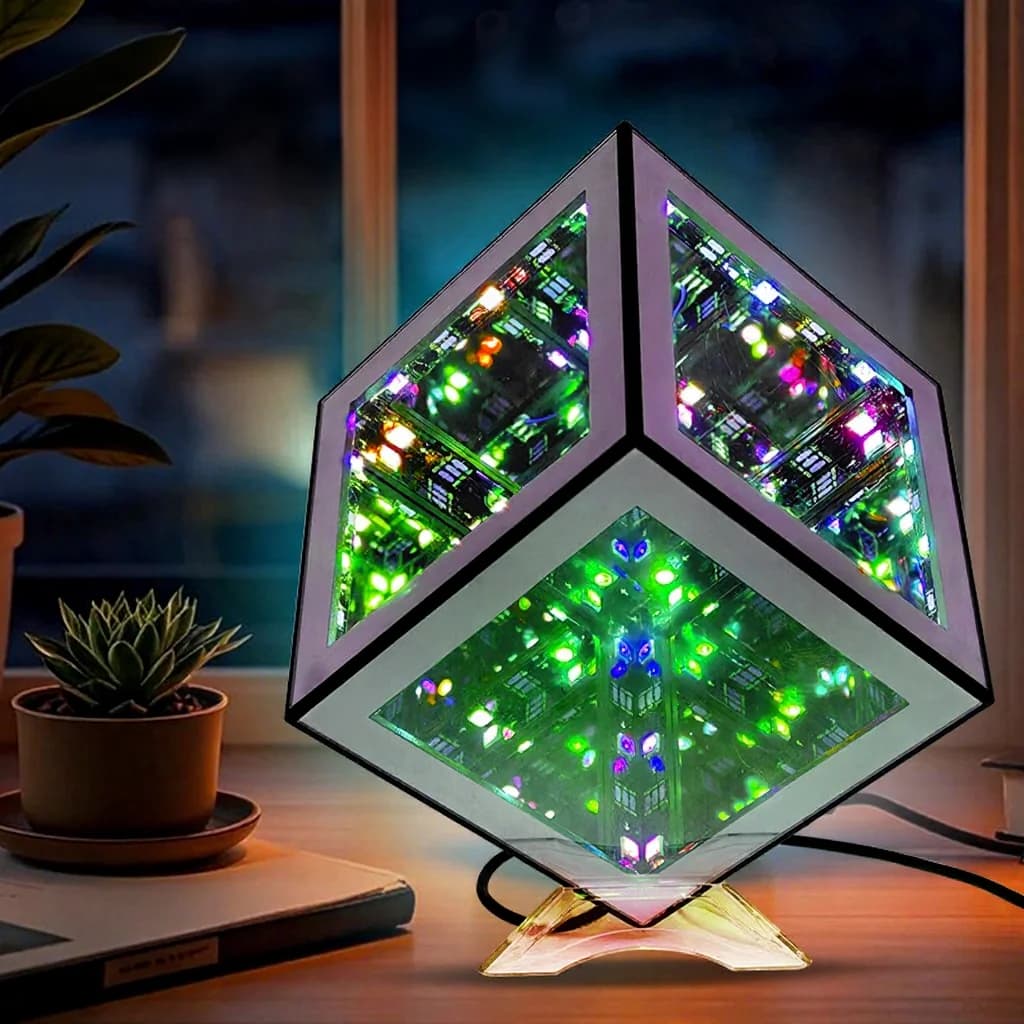 Lampe cube infini 3D RGB avec mode réactif au son