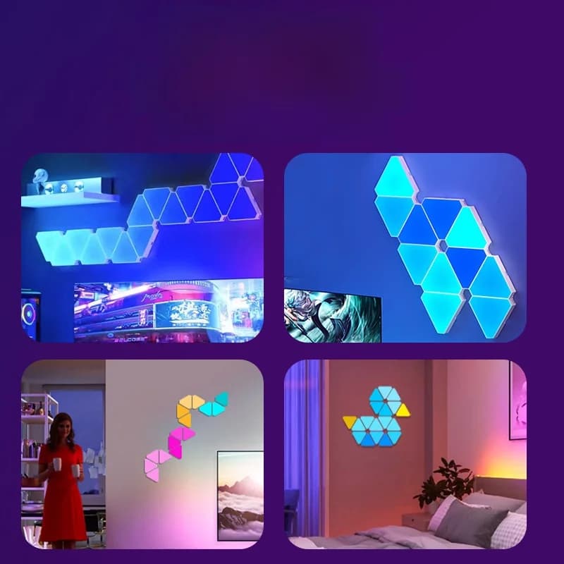 Ensemble d'éclairage mural LED intelligent triangulaire RGB