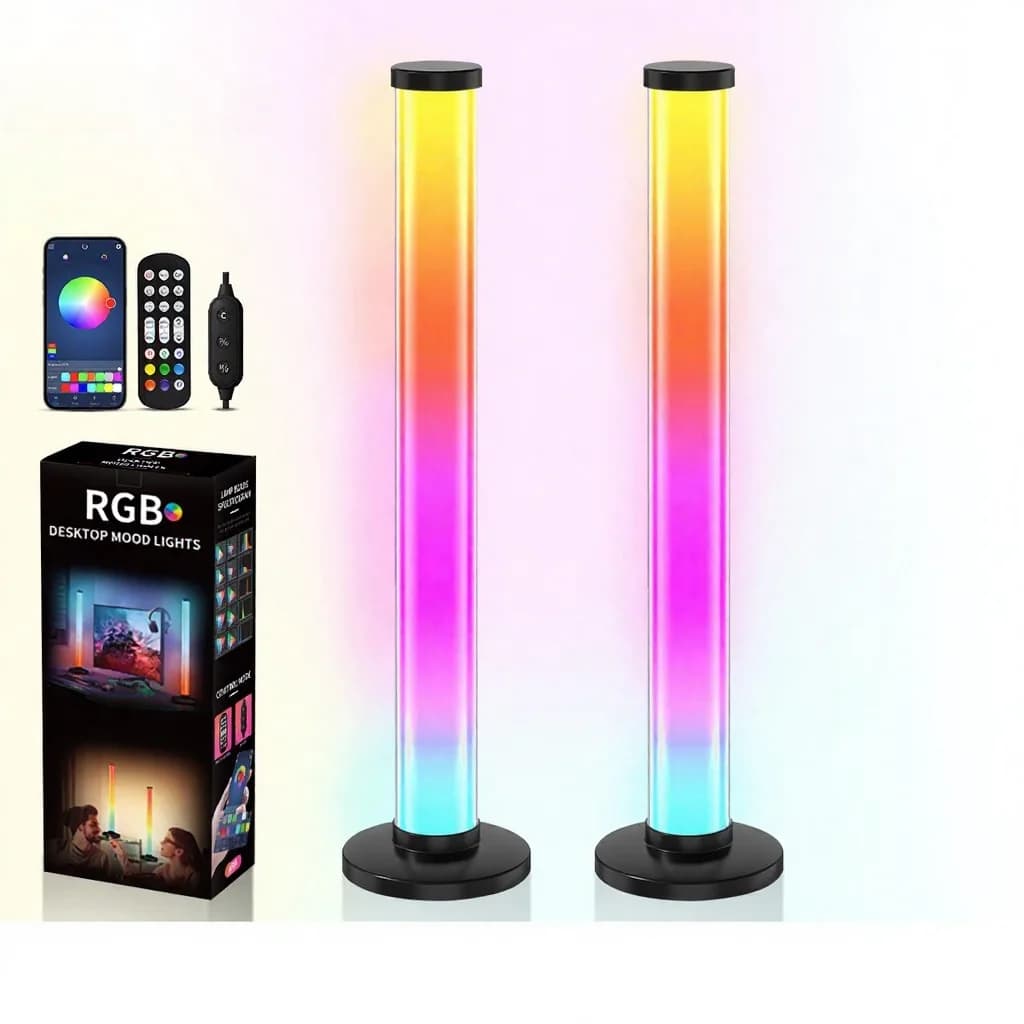 Lampe de bureau RGB réactive au son à 360 degrés avec contrôle par application et télécommande