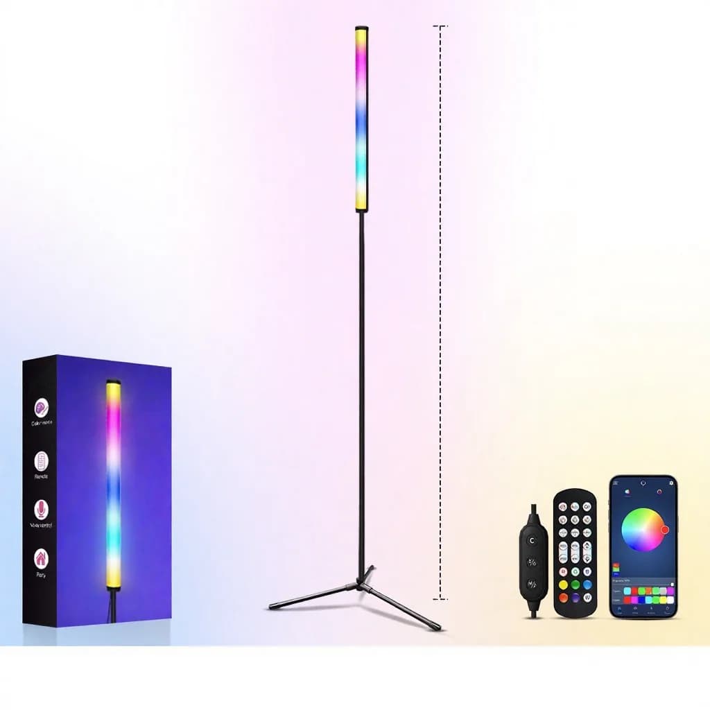 Lampadaire RGB changeant de couleur avec synchronisation musicale et contrôle par application