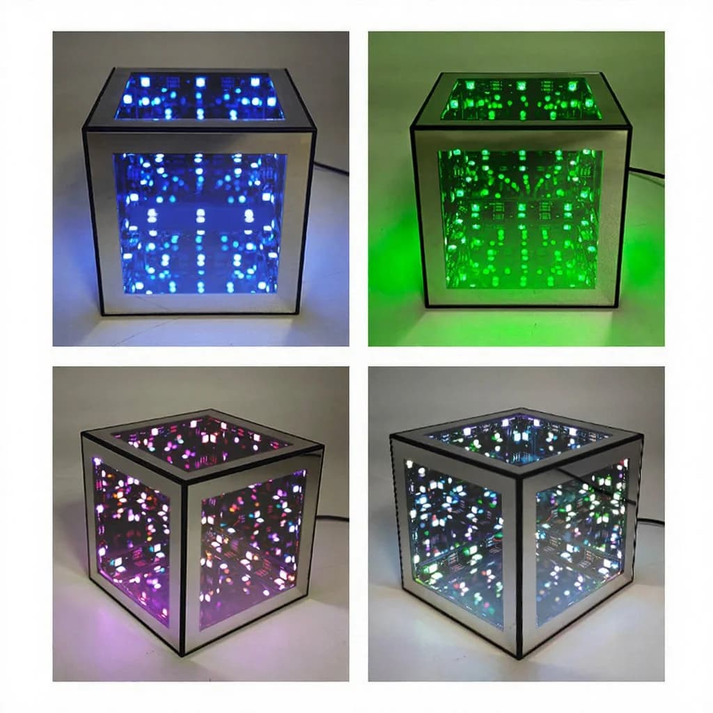 Lampe cube infini 3D RGB avec mode réactif au son