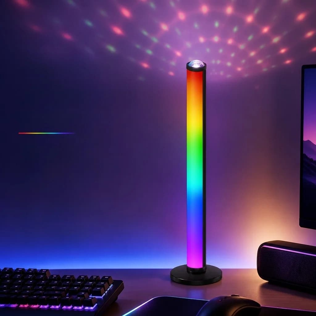 Lampe d'ambiance à projection RGB avec synchronisation musicale et télécommande