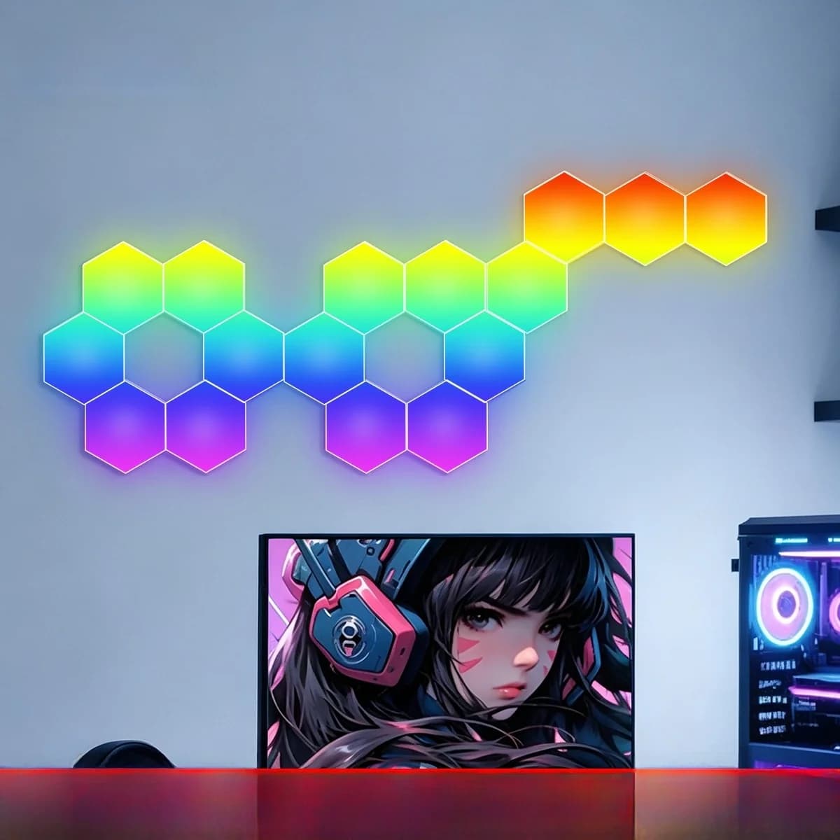 Panneaux lumineux hexagonaux RGB réactifs au son avec contrôle par appli