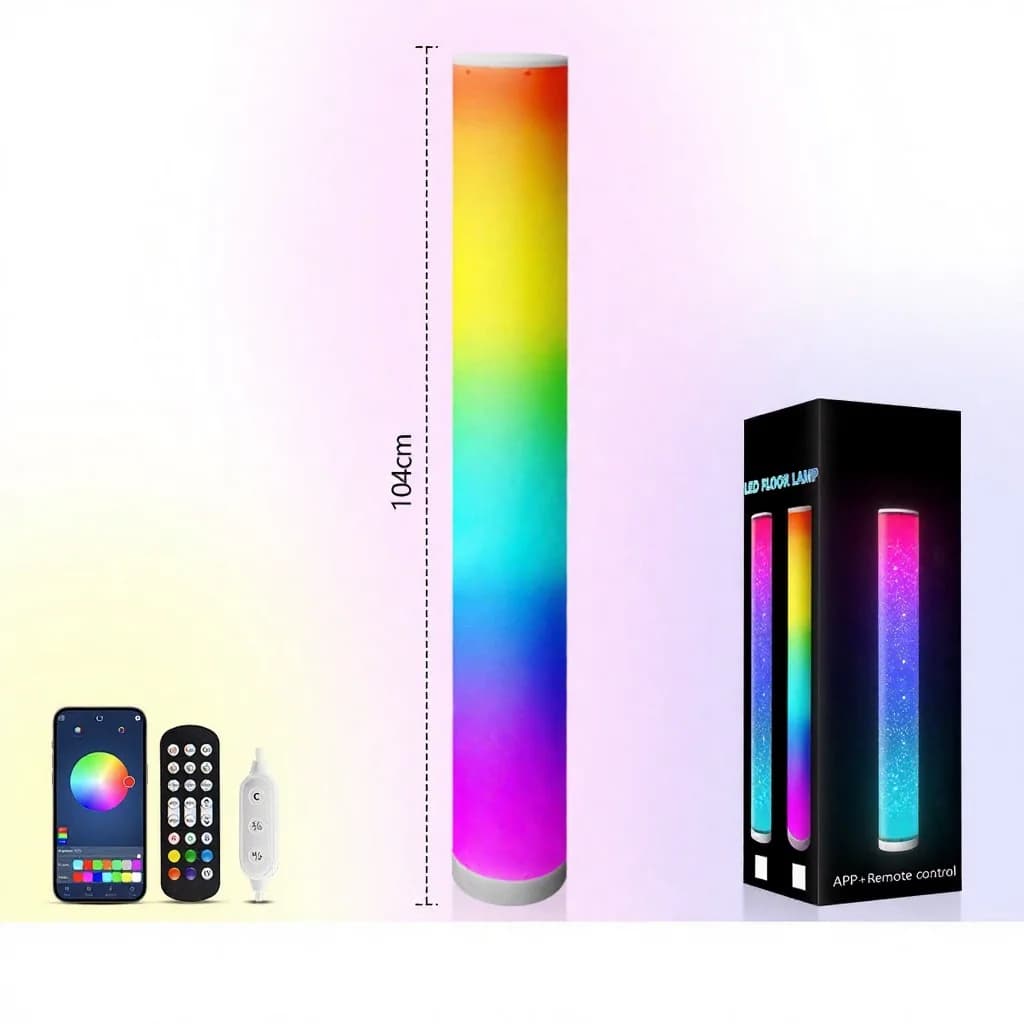 Lampadaire cylindrique RGB avec télécommande et synchronisation musicale