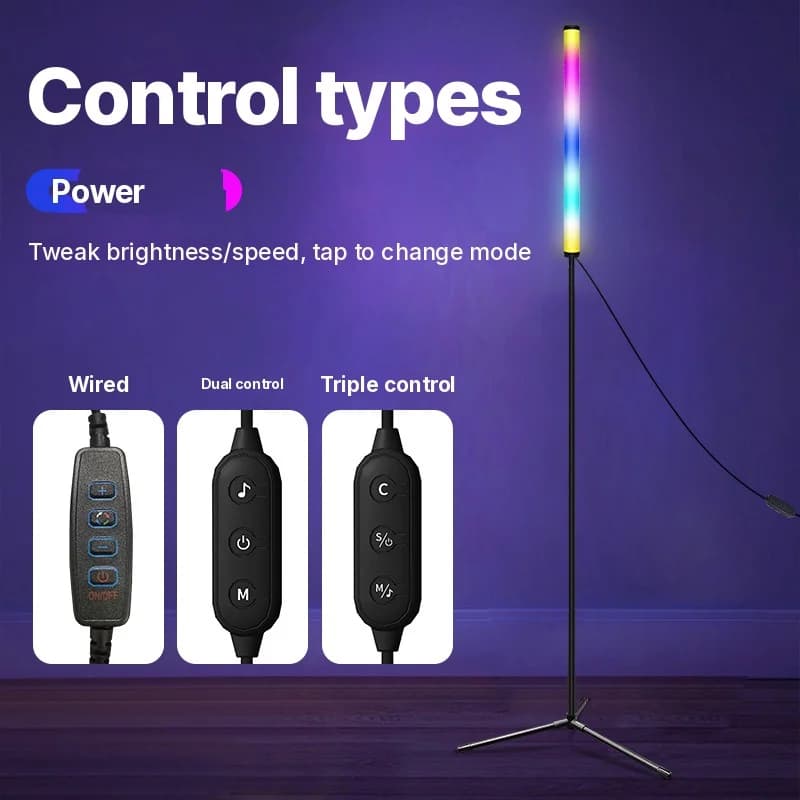 Lampadaire RGB changeant de couleur avec synchronisation musicale et contrôle par application