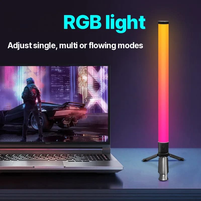 Lampe d'ambiance LED de bureau sur trépied avec synchronisation musicale et effets RGB