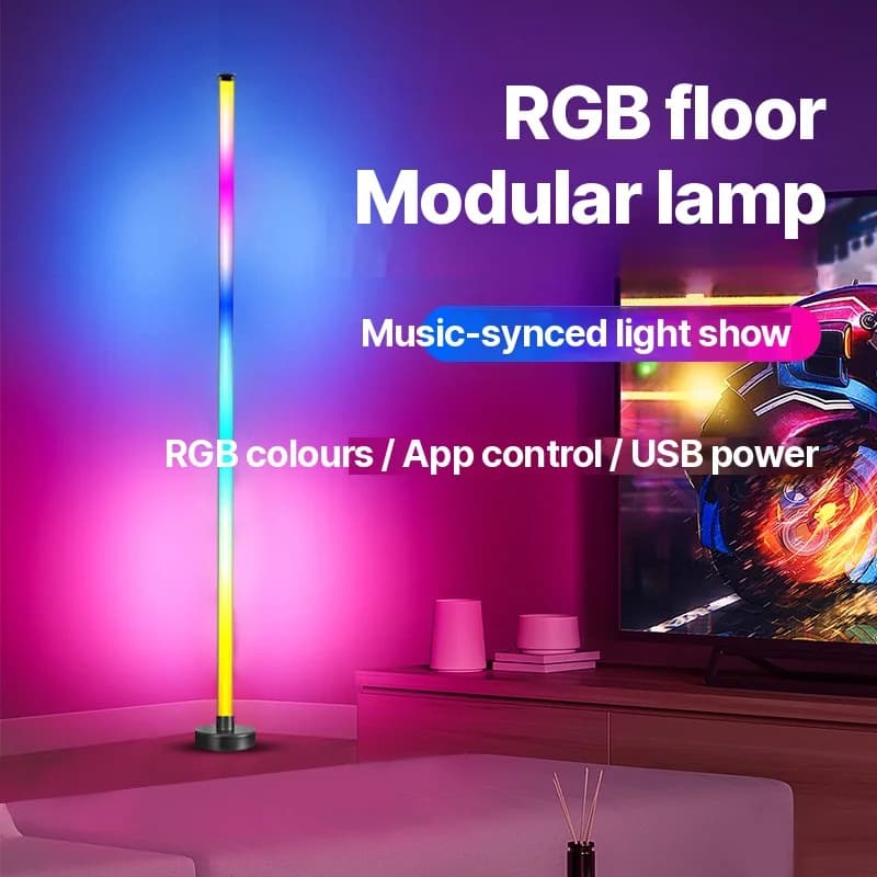 Lampadaire d'angle LED RGB avec synchronisation musicale, contrôle par application et télécommande