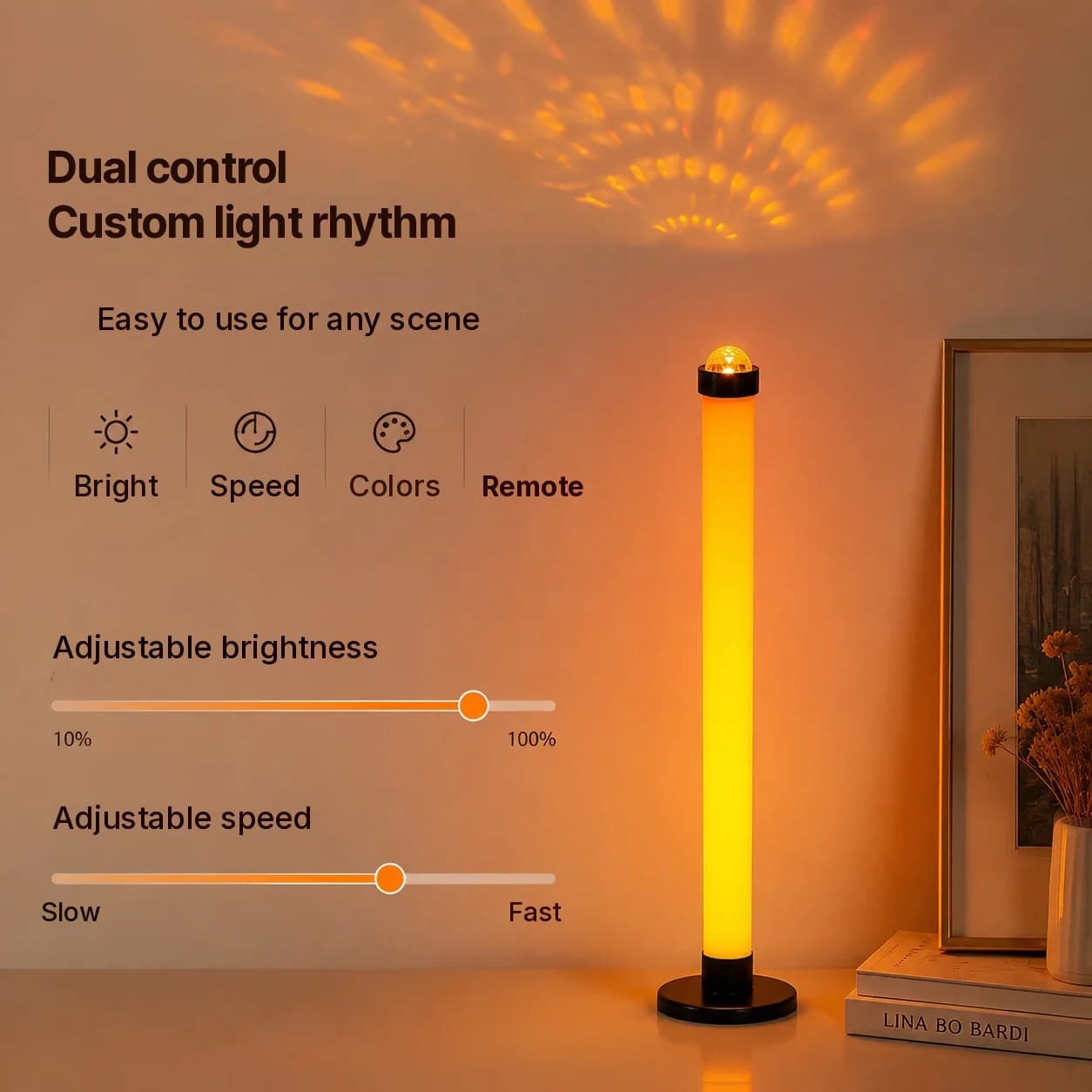 Lampe d'ambiance à projection RGB avec synchronisation musicale et télécommande
