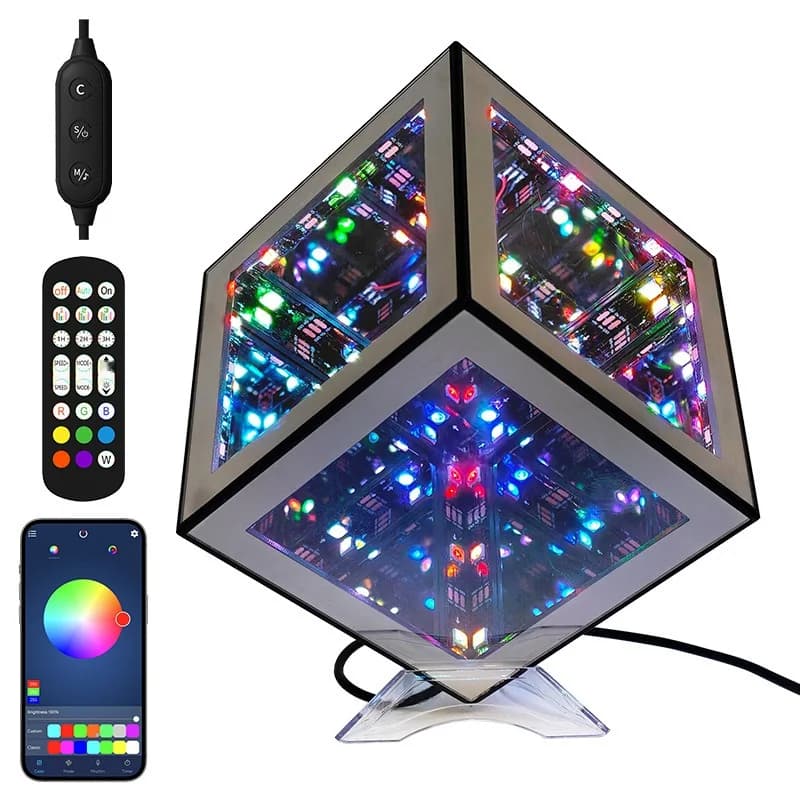 Lampe cube infini 3D RGB avec mode réactif au son
