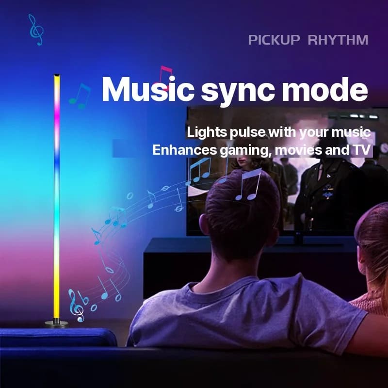 Lampadaire d'angle LED RGB avec synchronisation musicale, contrôle par application et télécommande
