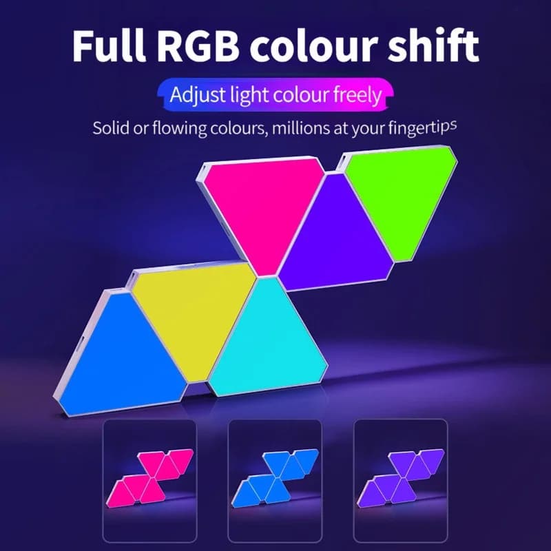 Ensemble d'éclairage mural LED intelligent triangulaire RGB