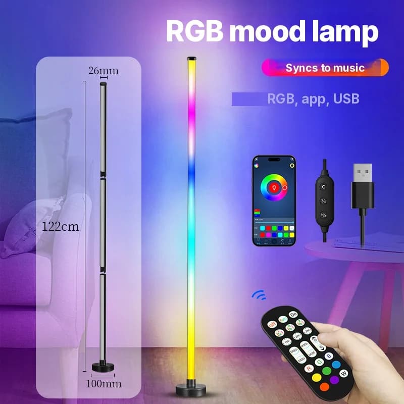 Lampadaire RGB changeant de couleur avec synchro musicale et appli