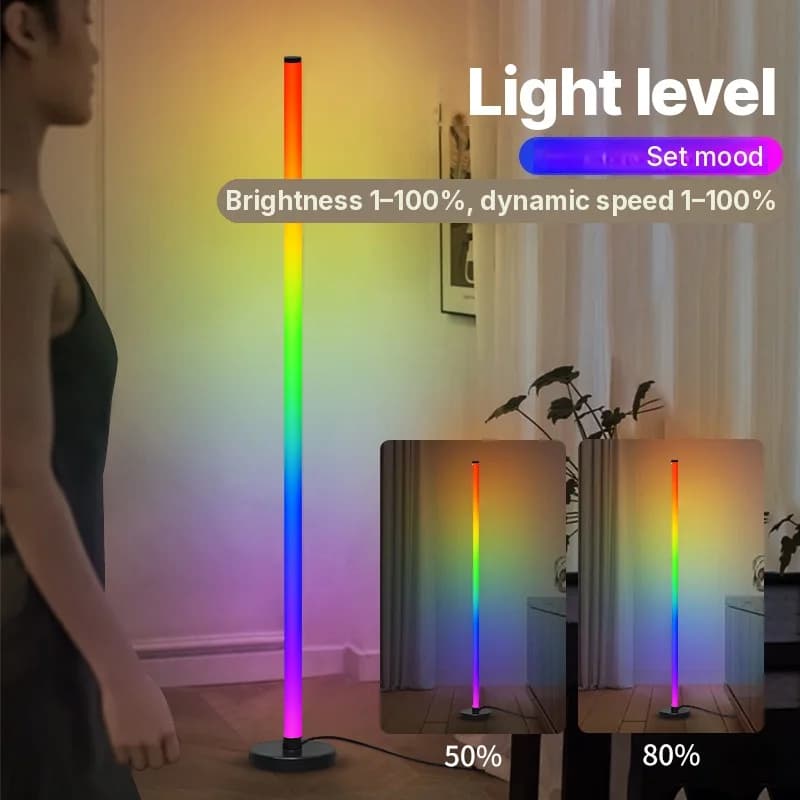 Lampadaire modulaire RGB avec synchronisation musicale et contrôle par application
