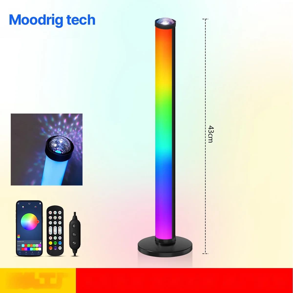 Lampe d'ambiance à projection RGB avec synchronisation musicale et télécommande
