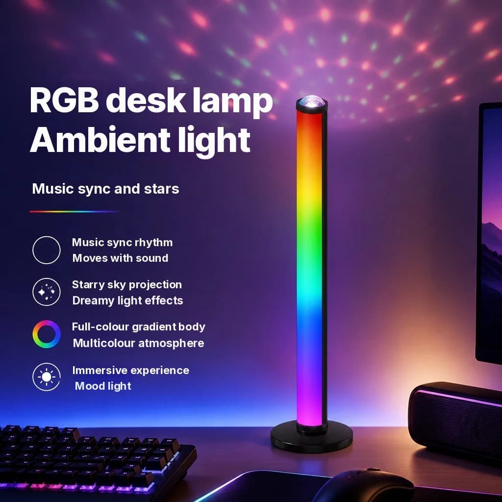 Lampe d'ambiance à projection RGB avec synchronisation musicale et télécommande