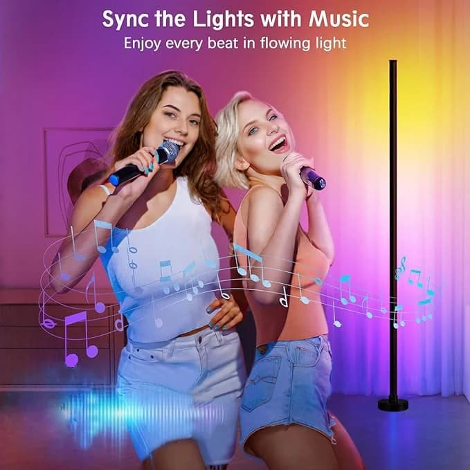 Lampadaire RGB changeant de couleur avec synchro musicale et appli