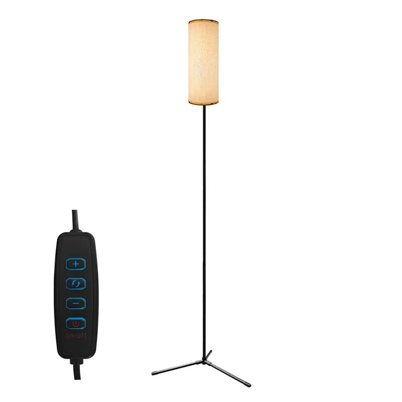 Lampadaire LED avec abat-jour en tissu, lumière tricolore dimmable
